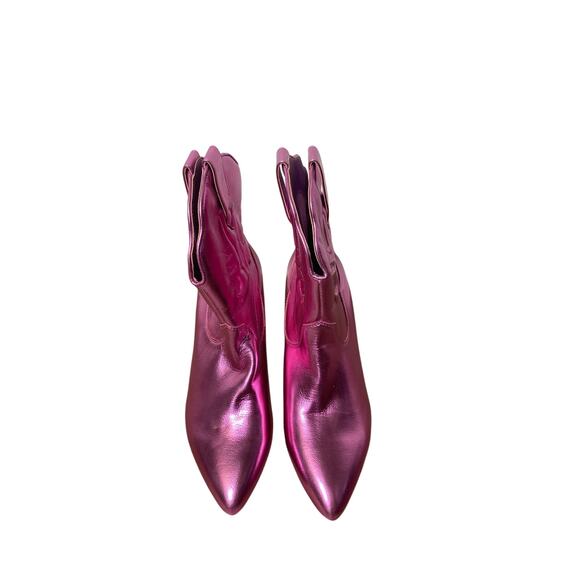 New w/o Box Katy Perry Metallic Pink Cowboy Bootie Heels sz 6 - Picture 1 of 2